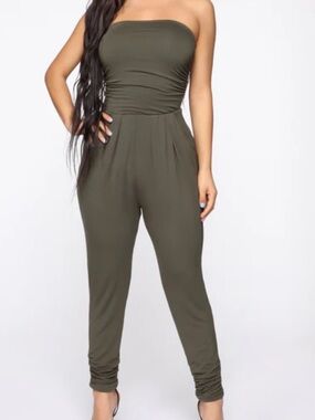 🌳Isabelle Tube Jumpsuit - Olive